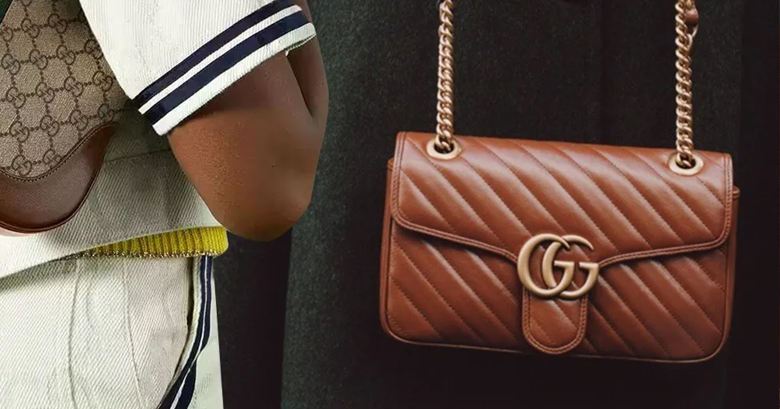 Gucci Bee Striped Leather Wallet on a Chain