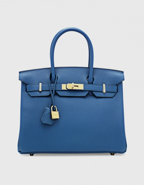 Hermes Birkin Handbag Bleu Paon Epsom with Gold Hardware 30 Blue