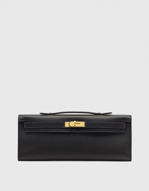 Hermès Hermès Kelly Cut Swift Leather Clutch Bag-Noir Gold Hardward (Clutch  Bags)