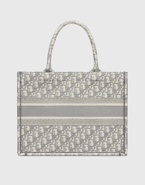 Dior Dior Book Tote Medium Gray Oblique Embroidery Tote Bag (Totes)  IFCHIC.COM