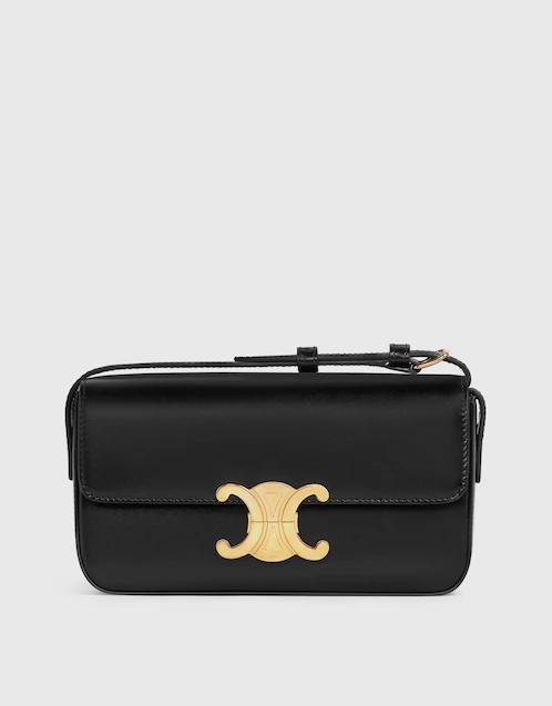 Wallet on Chain Triomphe in Shiny Calfskin Black, Black, One Size