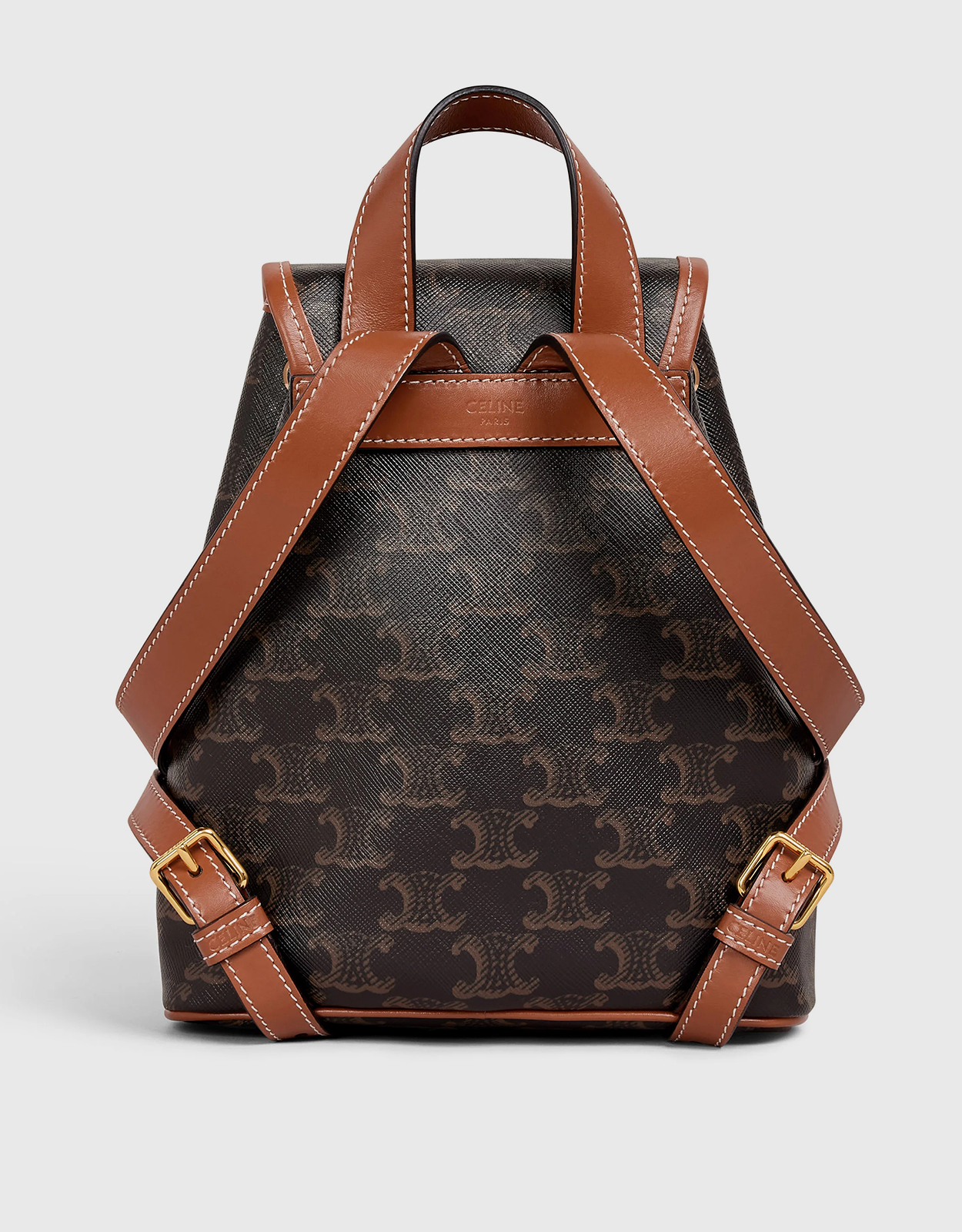 Celine - Mini Backpack Folco in Triomphe Canvas and Calfskin Brown for Women - 24S