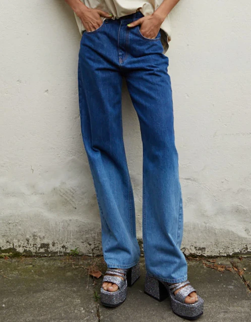 Être Cécile Gradient Denim Baggy Straight-leg Jeans-Gradient Navy  (Jeans,Straight Leg) IFCHIC.COM