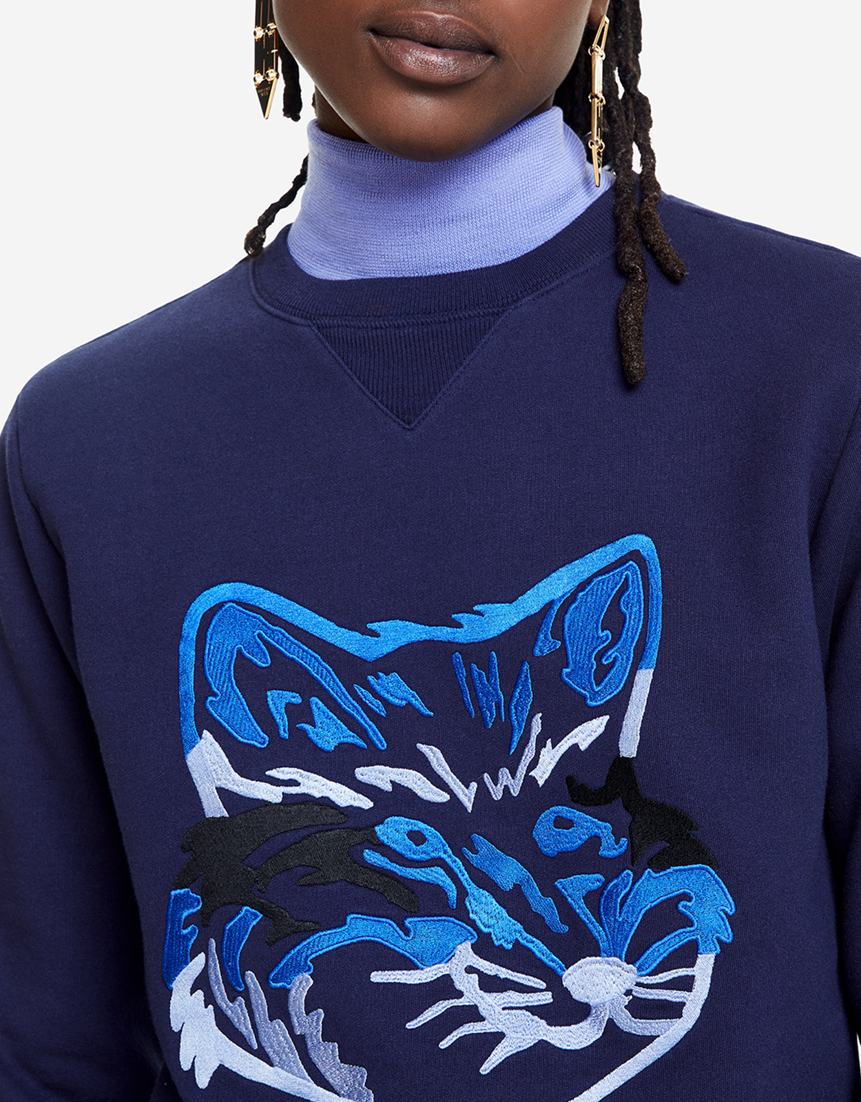 Maison Kitsuné Big Fox Embroidery Regular Sweatshirt-Blue Navy  (Activewear,Sweatshirts) IFCHIC.COM