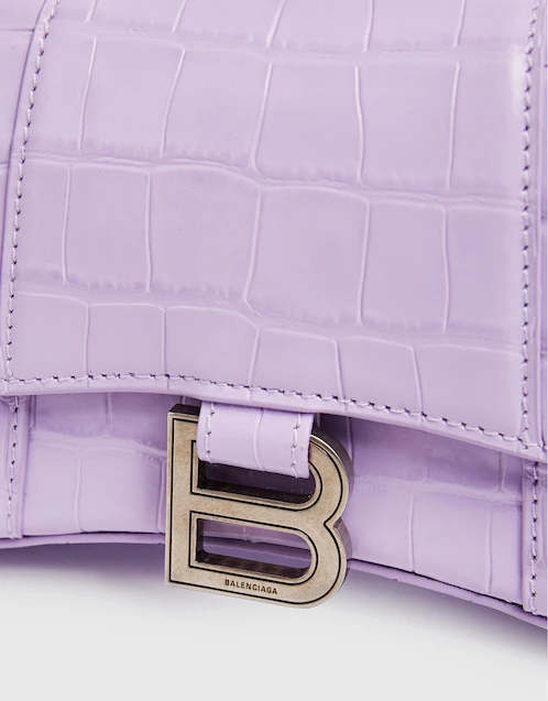 BALENCIAGA BAG* Balenciaga Hourglass Croco Top Handle Bag DETAILS
