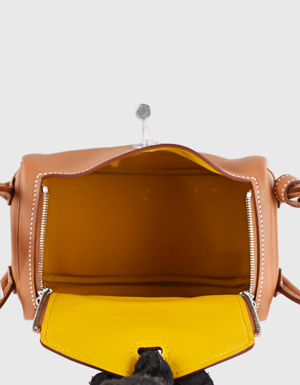Hermès Hermès Mini Lindy 19 Swift Leather Crossbody Bag-Gold/Amber Yellow  Silver Hardware (Shoulder bags)