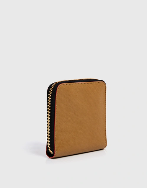CHANEL Calfskin Plain Leather Small Wallet Logo Folding Wallets