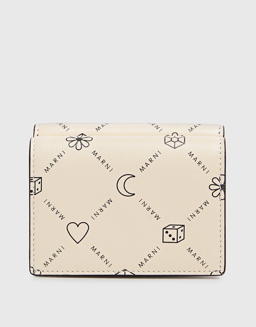 Marni Marni Logo Calfskin Tri-fold Wallet- Oat (Bag Accessories