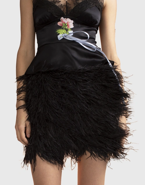 Cynthia Rowley | Bonded Feather Dress | M | Black