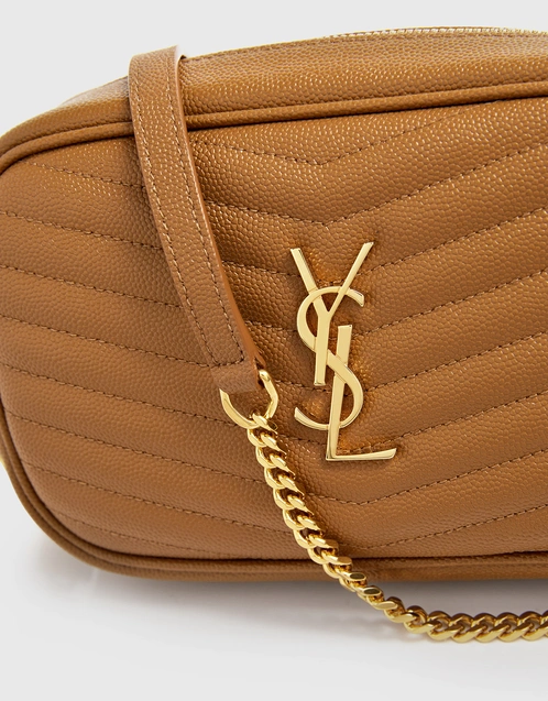 Saint Laurent Lou Mini Leather Crossbody Bag in Natural