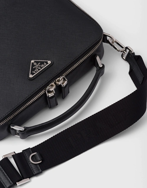Prada Grey Saffiano Lux Leather Mini Camera Crossbody Bag