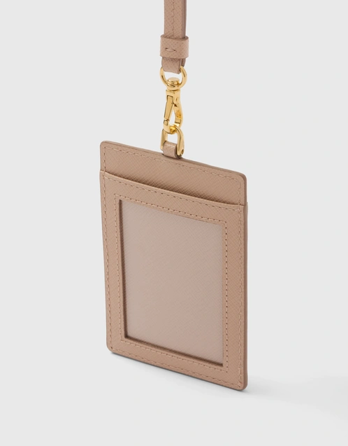 Prada Pink Saffiano Leather Logo Flap Wallet on Chain Prada