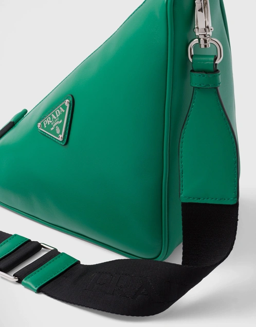 PRADA Triangle Leather Shoulder Bag Green