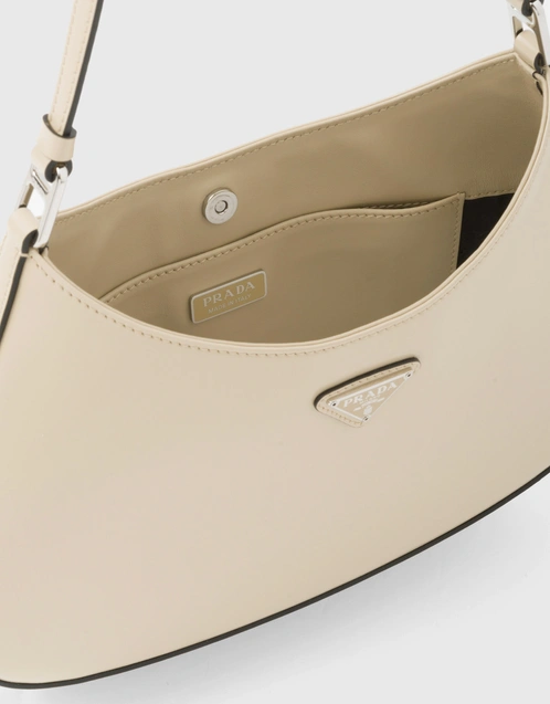 Prada Cleo Shoulder Bag Desert Beige in Brushed Leather with Silver-tone -  US