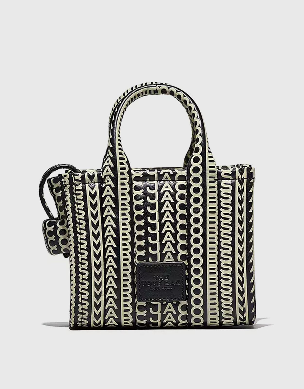 Marc Jacobs The Monogram Leather Micro Tote Black/White in
