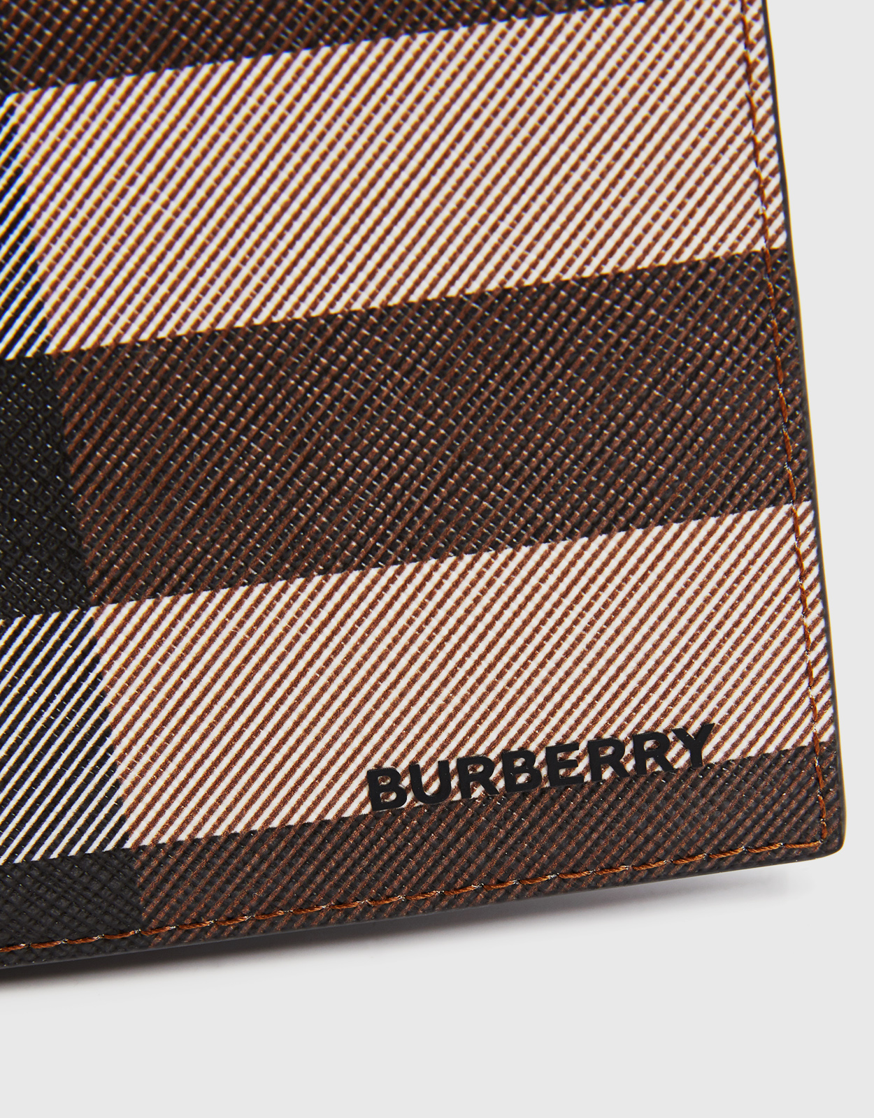 BURBERRY two-fold wallet logo beige canvas ?~ leather Authentic L3326