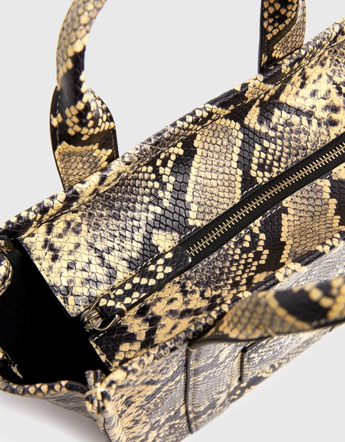 Marc Jacobs Snake Embossed Leather Shoulder Bag Purse White Black Multi
