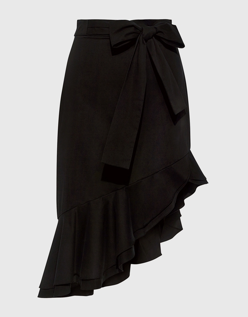 Saloni Shia Asymmetric Ruffle Belted Skirt (Skirts,Mini) IFCHIC.COM