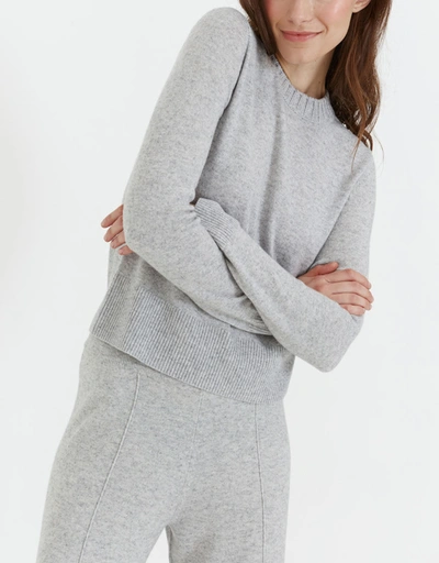 Marl Wool-Cashmere Cropped Sweater-Grey