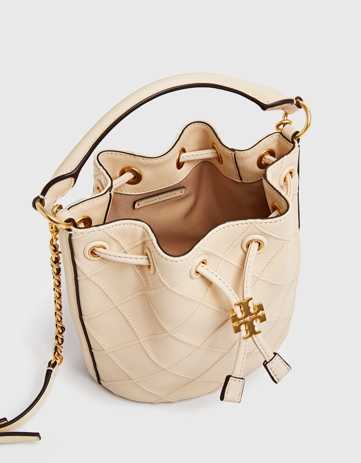 Fleming Soft Bucket Handbag - Tory Burch - New Cream - Leather Beige  ref.732629 - Joli Closet