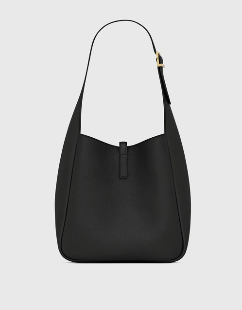 Soft Hobo Smooth Leather Shoulder Bag In Black