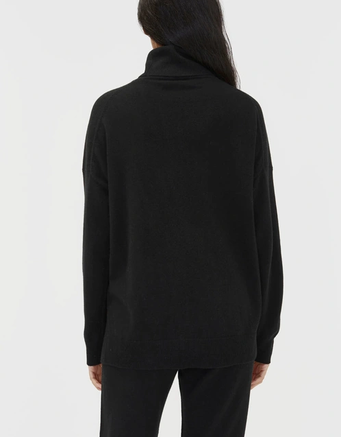 Chinti & Parker Wool-Cashmere Relaxed Rollneck Sweater-Black (Knitwear, Sweaters)