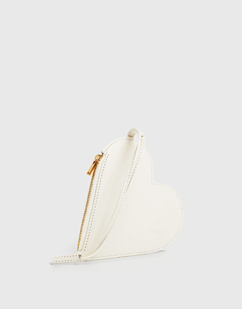 Jil Sander Heart-shaped Calf Leather Coin Pouch-White (Wallets and