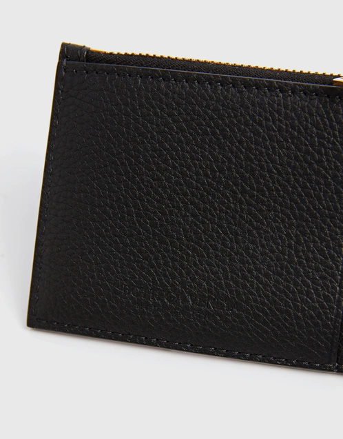 Fendi - FF Black Leather Money Clip Card Holder