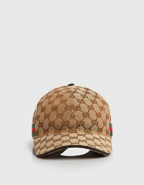 Gucci Original Gg Canvas Baseball Hat With Web In Black