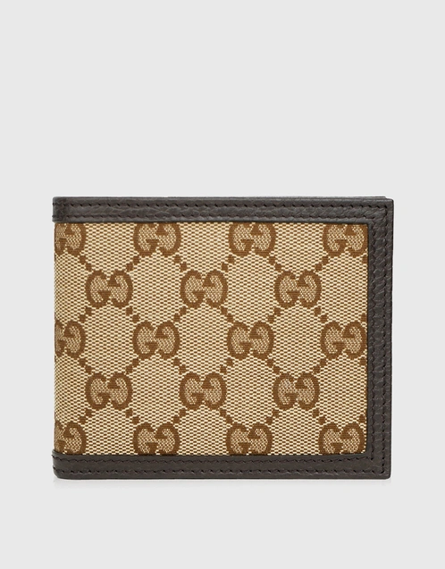 $400 Mens' Gucci Monogram Canvas GG Logo Brown Stripe Bifold