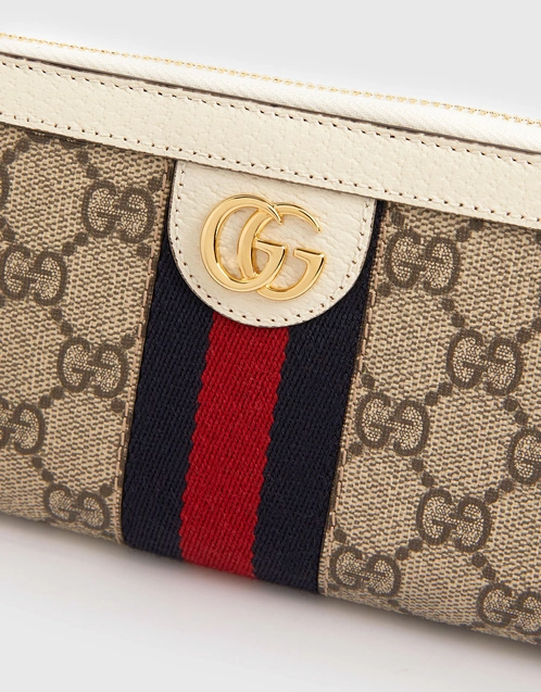 Ophidia GG card case in beige and blue Supreme