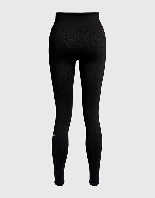 Stretch cable-knit leggings