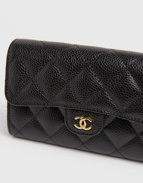 Chanel Black Caviar Small Classic Flap Wallet