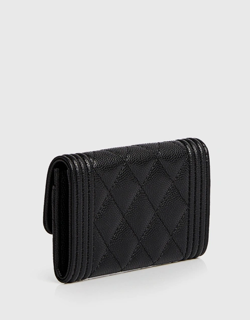 Chanel Classic Long Flap Wallet Grey in Grained Calfskin with Gold-tone - US