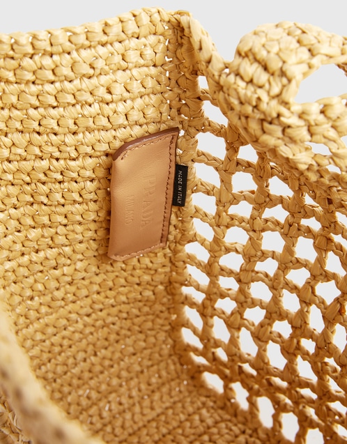 Prada, Bags, Prada Small Crochet Raffia Tote Bag