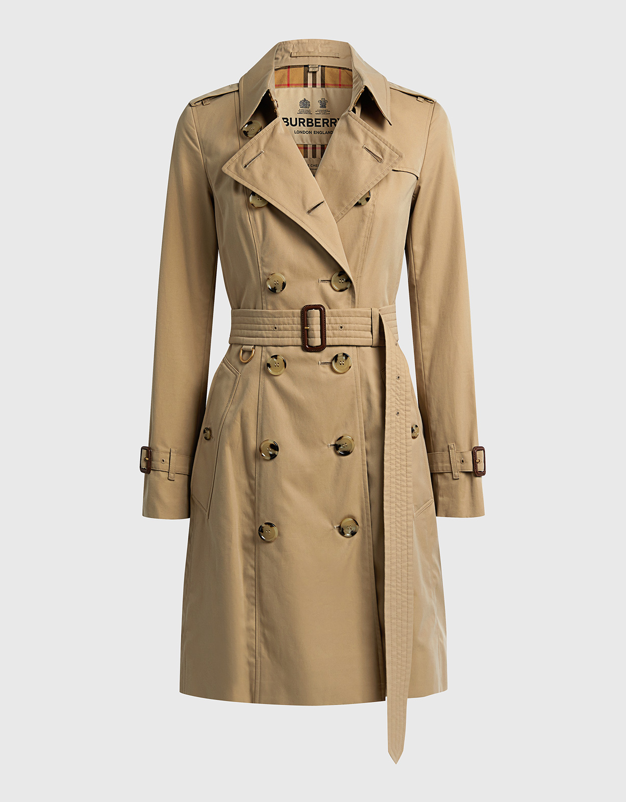 Burberry Chelsea Heritage Cotton Slim Mid-Length Trench Coat 