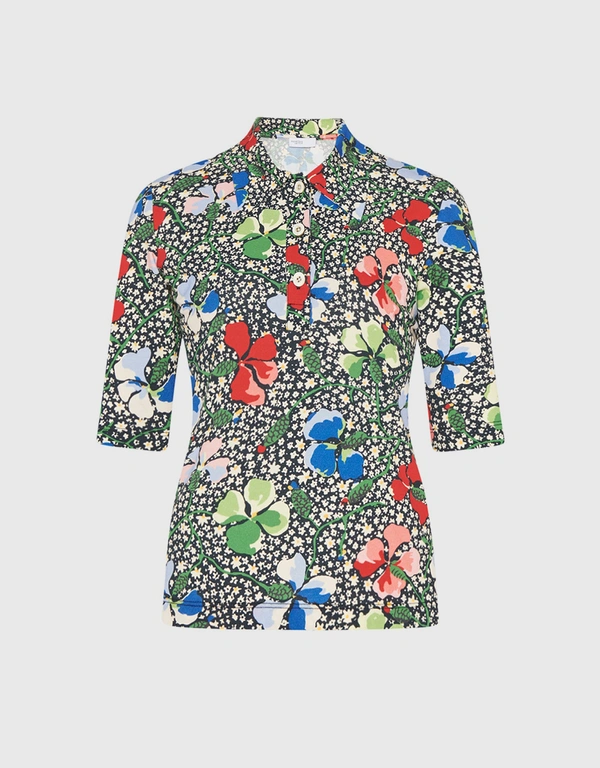 Rosetta Getty Floral 柄・プリント Polo T-Shirt