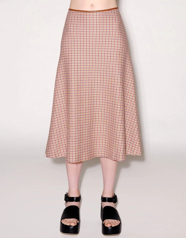 Rosetta Getty Houndstooth A-Line ミッドレングススカート Flared Skirt