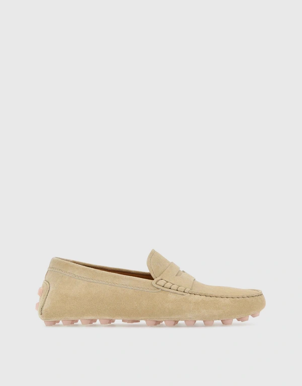 Tod's Gommino Bubble Suede Casual Loafers-Tan