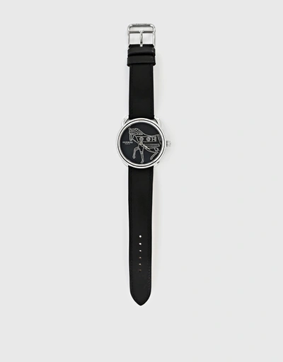Hermes Arceau Horse 36 mm Swift 小牛皮鉚釘裝飾腕錶