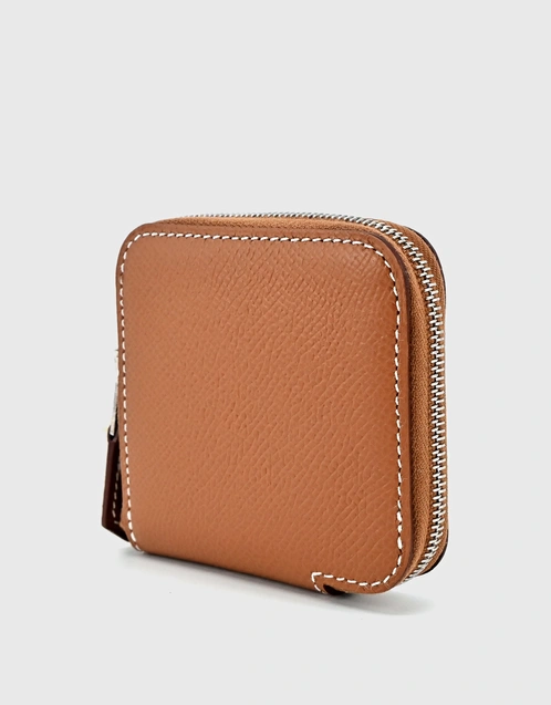 Hermès Silk In Compact Epsom Leather Zip Wallet-Camel