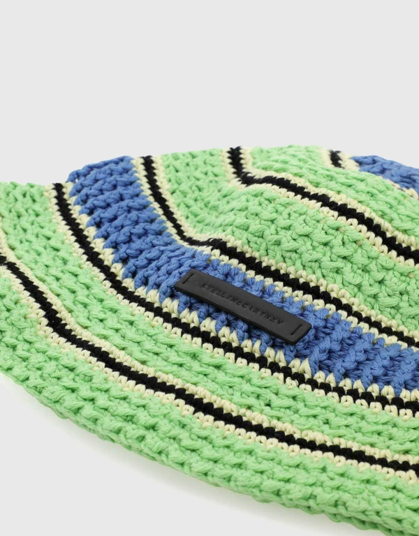 Stella McCartney Cotton Stripped Crochet Bucket Hat
