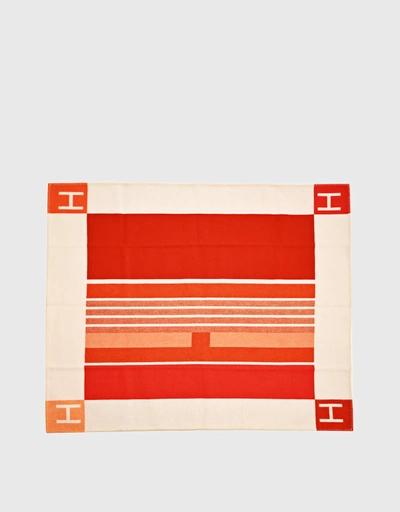 Hermès Avalon Vibration Jacquard Wool And Cashmere Throw Blanket-Terre Cuite