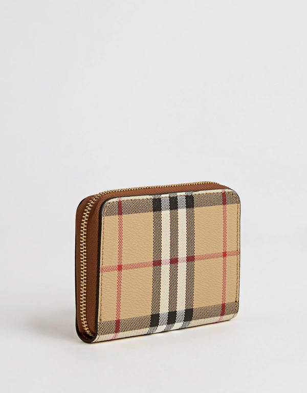 Burberry Vintage Check Leather Zip Wallet