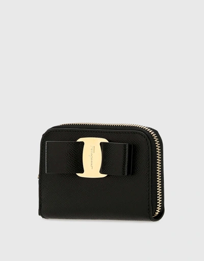 Vara Bow Grained Leather Zip Around Wallet