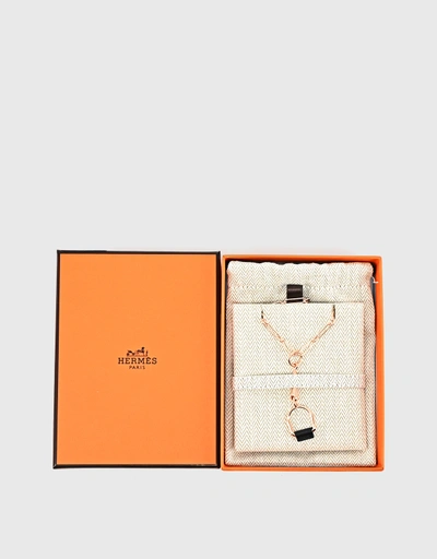 Hermès Heritage Equestre Swift Calfskin And Plated Gold Necklace-Rose Gold