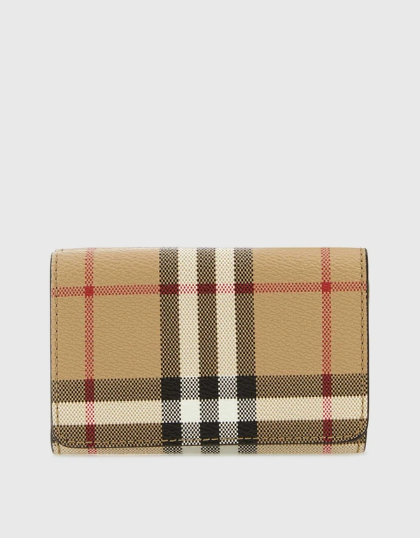 Burberry Check Press-Stud Folded Wallet