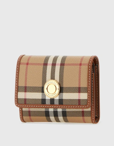 Leather Check Small Wallet