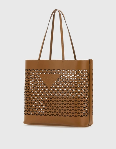 Cut-Out Detailing Leather Tote Bag