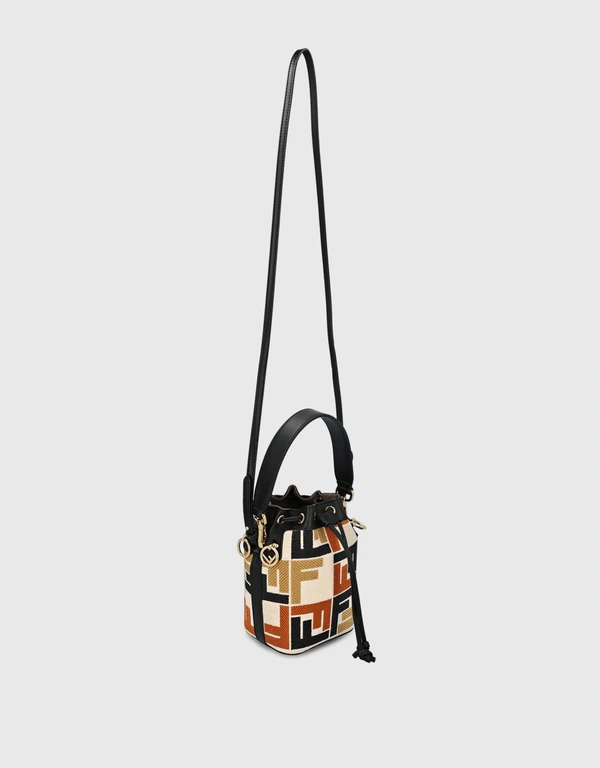 Fendi Mon Tresor Embroidered Drawstring Mini Crossbody Bucket Bag